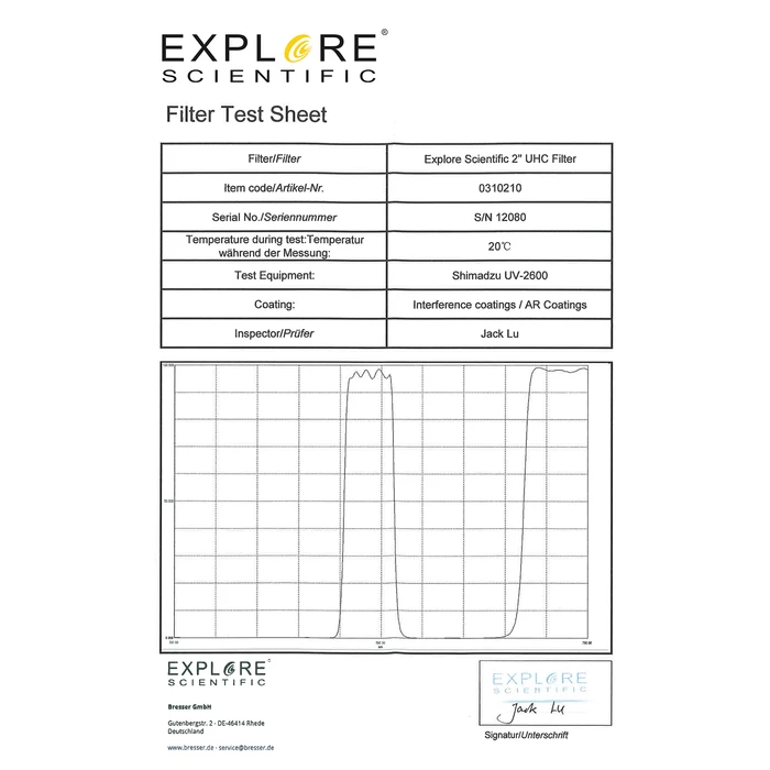 Filtr Explore Scientific UHC 2&quot;