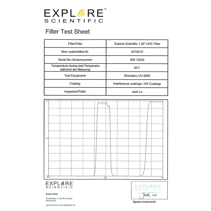 Filtr Explore Scientific UHC 1,25&quot;