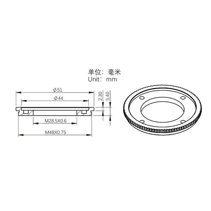 Adapter ZWO M48M-M26.5F (1,25&quot; do obudowy 2&quot;)