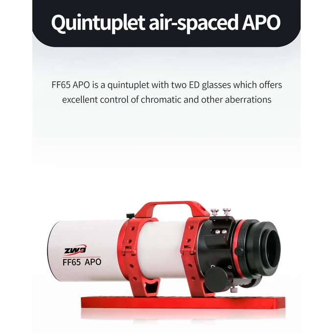 Apochromatischer Refraktor ZWO FF65 AP 65/416 Quintuplet
